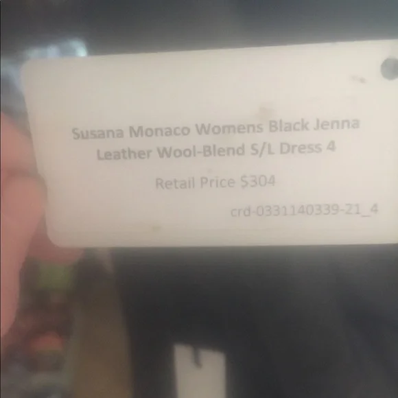 Susana Monaco Black Wool and Genuine Leather Dress NWT Size 4